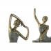 Decorative Figure Home ESPRIT Grey Golden Ballet Dancer 15 x 10 x 43 cm (3 Units)