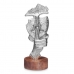 Figura Decorativa Face Prateado Madeira Metal 12 x 29 x 11 cm