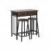 Table set with 2 chairs DKD Home Decor Brown Black Metal MDF Wood 80 x 50 x 84 cm