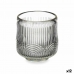 Candleholder Stripes Grey Crystal 7,5 x 7,8 x 7,5 cm (12 Units)