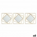 Mirror Set Squared Abstract Golden polypropylene 78 x 26 x 2,5 cm (6 Units)