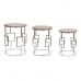 Σετ με 3 τραπέζια Home ESPRIT Καφέ Ασημί Φυσικό Χάλυβας Ξύλο από Μάνγκο 49,5 x 49,5 x 62 cm