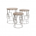 Set of 3 tables Home ESPRIT Brown Silver Natural Steel Mango wood 49,5 x 49,5 x 62 cm