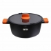 Casserole with glass lid Quttin Gastro Black Orange 38,5 x 29,5 x 13 cm (6 Units)