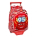 School Rucksack with Wheels Cars Let's race White Red 27 x 33 x 10 cm