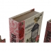 Set dekorativer Karten Home ESPRIT Braun Holz Leinwand blumig 22 x 7,5 x 30 cm (2 Stück)