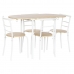 Bordsgrupp med 4 stolar DKD Home Decor Vit Naturell Metall Trä MDF 121 x 55 x 78 cm