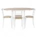 Table set with 4 chairs DKD Home Decor White Natural Metal MDF Wood 121 x 55 x 78 cm