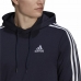Herren Sweater mit Kapuze Adidas Essentials 3 Stripes Marineblau