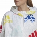 Women's Sports Jacket Adidas Essentials Multi-Colored Logo White