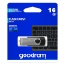 USB-pulk GoodRam UTS2 Must Hõbedane 16 GB