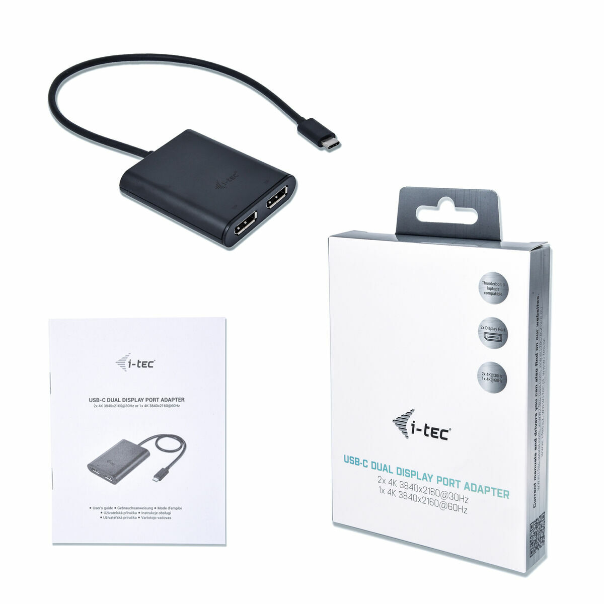 USB C til DisplayPort-adapter i-Tec C31DUAL4KDP Sort