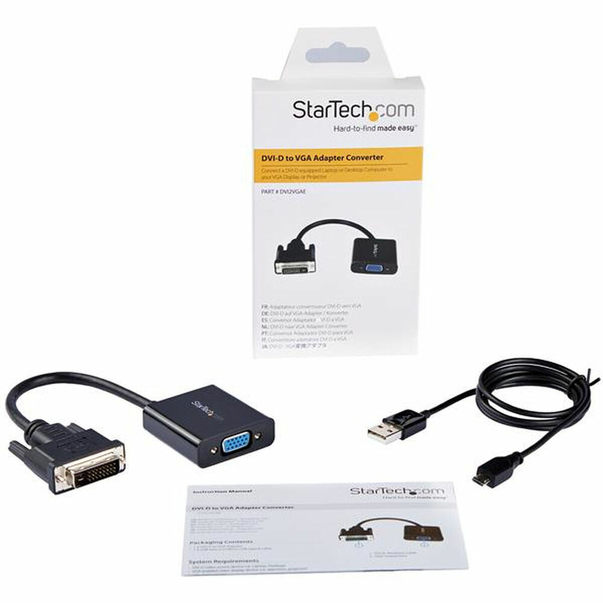 DVI-D til VGA-adapter Startech DVI2VGAE Sort