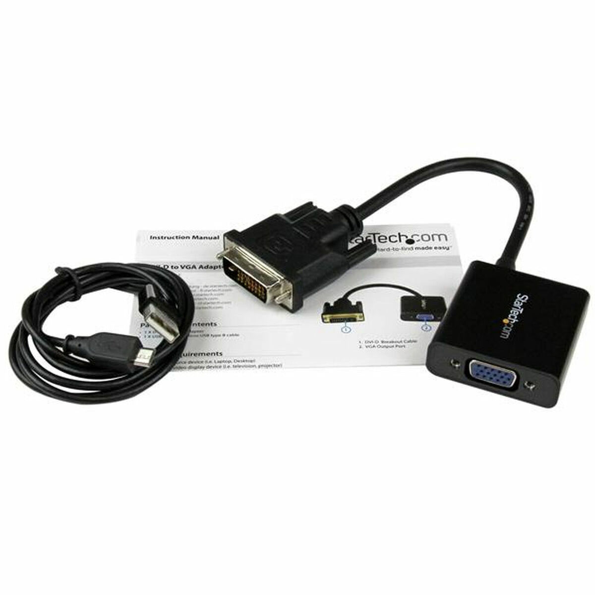 DVI-D til VGA-adapter Startech DVI2VGAE Sort