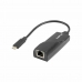 USB C till Nät RJ45 Adapter Lanberg NC-1000-02 Svart 0,15 m