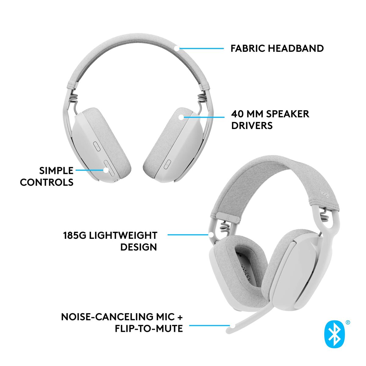 Hoofdtelefoon met microfoon Logitech Wit