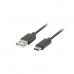 USB A uz USB C Kabelis Lanberg CA-USBO-20CU-0010-BK 1 m Melns