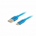 Cablu USB A la USB C Lanberg CA-USBO-22CU-0010-BL Quick Charge 3.0 Albastru 1 m