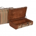 Zestaw kufrów Home ESPRIT Brązowy Wielokolorowy Drewno Płótno Kolonialny 60 x 24 x 37,5 cm (2 Sztuk)