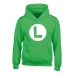 Unisex kapucnis pulóver Super Mario Luigi Badge Zöld