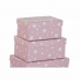 Setti pinottavia järjestelylaatikoita DKD Home Decor Valkoinen Lasten Vaaleanpunainen Kartonki (43,5 x 33,5 x 15,5 cm)