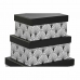 Set of Stackable Organising Boxes DKD Home Decor Black White Cardboard