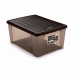 Storage Box with Lid Stefanplast Elegance Brown Plastic 15 L 29 x 17 x 39 cm (6 Units)