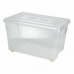 Storage Box with Wheels With lid Transparent 60 L (6 Units)