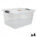 Кутия за Съхранение с Капак Dem Thais 50 L 55 x 43 x 30 cm (4 броя)