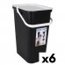 Odpadkový koš na recyklaci Tontarelli Moda Bílý Černý 24 L (6 kusů)