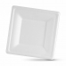 Plate set Algon Disposable White Sugar Cane Squared 20 cm (24 Units)