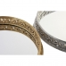 Snackdienblad DKD Home Decor 38,5 x 38,5 x 8 cm Spiegel Zilverkleurig Gouden Hars Neoklassiek (2 Stuks)