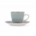Set of Mugs with Saucers Quid Vita Morning Ceramic Blue (22 cl) (4 pcs)