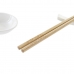 Sada na sushi DKD Home Decor Bambus Kamenina Bílý Přírodní Orientální 27,3 x 20,3 x 2,5 cm (12 kusů)
