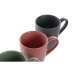 4 vnt. puodelių rinkinys DKD Home Decor Žalia Rožinė Natūralus Tamsiai pilka Keramikos dirbinys 160 ml 17 x 12 x 39 cm
