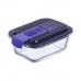 Херметическа Кутия за Обяд Luminarc Easy Box Син Cтъкло (380 ml) (6 броя)
