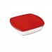 Квадратная коробочка для завтраков с крышкой Ô Cuisine Cook&store Ocu Красный 25 x 22 x 7 cm 2,2 L Cтекло Силикон (5 штук)