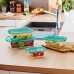 Rectangular Lunchbox with Lid Luminarc Keep'n Lagon 12 x 8,5 x 5,4 cm Turquoise 380 ml Glass (6 Units)