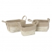 Set of Baskets DKD Home Decor Cream Natural Jute Natural Fibre 40 x 28 x 23 cm (3 Pieces)