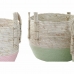 Súprava košíkov DKD Home Decor Prírodná Ružová zelená Prírodné vlákno 30 x 30 x 32 cm Boho (2 kusov)