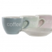 Set of 6 Cups with Plate DKD Home Decor Blue Pink Green Stoneware 150 ml