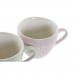 6 puodelių rinkinys su lėkštute DKD Home Decor Mėlyna Rožinė Žalia Keramikos dirbinys 150 ml