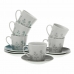 Sada 6 čajových šálok s tanierikmi Versa Nomma Porcelán 9 x 14 x 14 cm 10,5 x 8 x 6 cm 14 x 14 x 2 cm