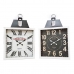 Zegar Ścienny DKD Home Decor 60 x 6 x 89 cm Szkło Czarny Biały Żelazo Tradycyjny Drewno MDF (2 Sztuk)