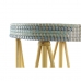 Naslonjač za Noge DKD Home Decor Prirodno Turkizno Bijela Ratan Tropsko Morska trava (41 x 41 x 42 cm)