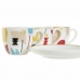 Set med kaffekoppar DKD Home Decor Abstrakt 80 ml Vit Multicolour