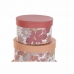 Set of Stackable Organising Boxes DKD Home Decor Flowers Stripes Fuchsia White Peach Cardboard (37,5 x 37,5 x 18 cm)