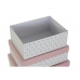 Jeu de Caisses de Rangement Empilables DKD Home Decor Doré Blanc Rose clair Carton (43,5 x 33,5 x 15,5 cm)