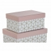 Комплект Кутии за Подреждане една върху друга DKD Home Decor Златен Бял Светло розово Картон (43,5 x 33,5 x 15,5 cm)