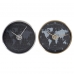 Настенное часы DKD Home Decor Чёрный Позолоченный Серебристый Алюминий Стеклянный Карта Мира 30 x 4,3 x 30 cm (2 штук)